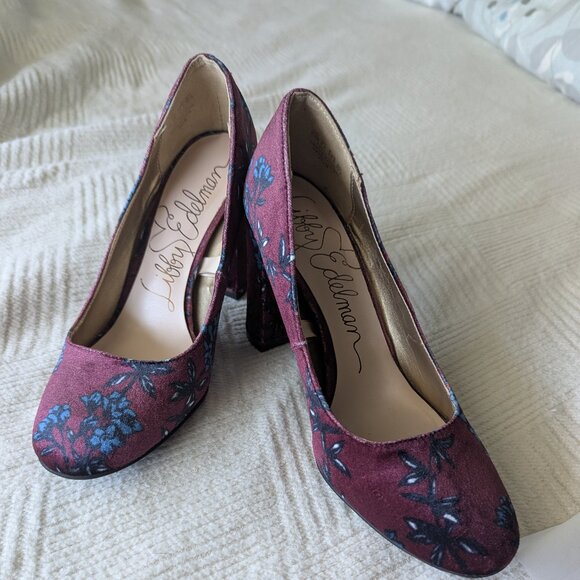 libby. edelman Shoes - Libby Edelman Sean Floral Velveteen Pumps  Size 6.5